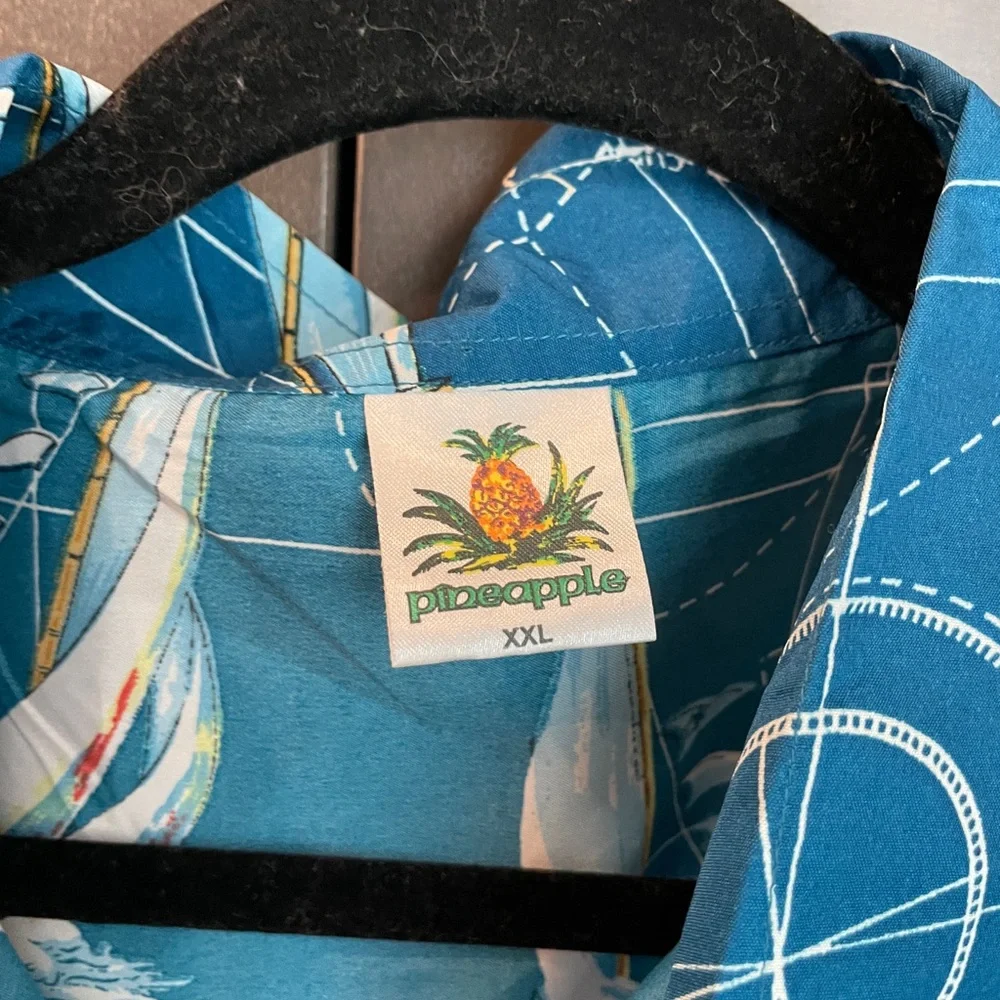 Blue Nautical Print Men's Shirt by pineapple size XXL - Picture 3 of 6
